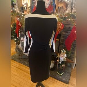 Lauren Ralph Lauren Black and White Color Block Long Sleeve Dress